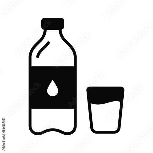 Well designed glyph icon of water bottle and glass
