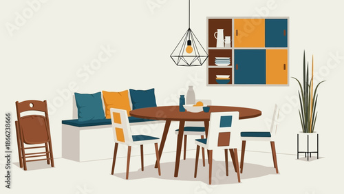 Modern Dining Table and Chairs Furniture.