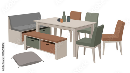 Modern Living Room Furniture Set with Sofa and Chairs.