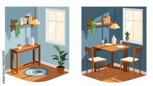 Modern Minimalist Dining Room Interior Design.