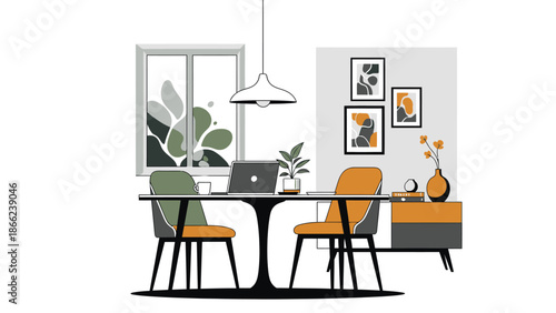 Modern Minimalist Home Office Interior Design.