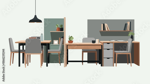 Modern Office Furniture and Workspace Setup.