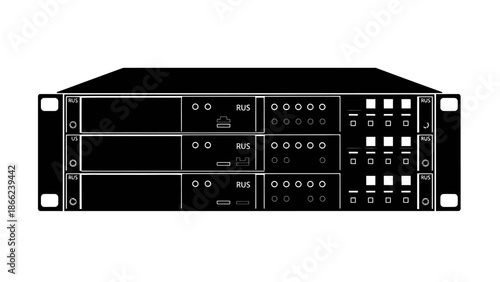 Server rack unit icon for data center on isolated white background