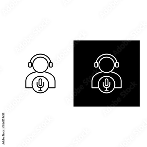 Podcast  icon black and white outline.