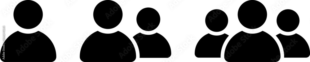 Obraz premium Minimalist group icons with different person counts