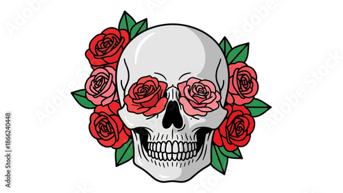 Skull with Roses Eyes and Surround - Macabre Beauty