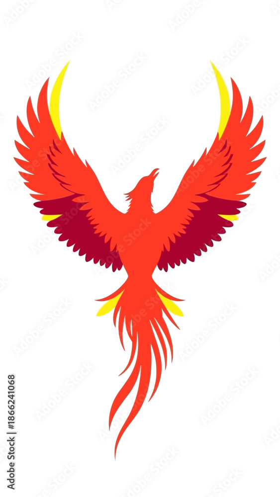 Naklejka premium Fiery Phoenix Bird Rising Symbol