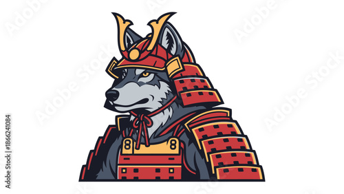 Wolf Warrior Samurai Armor Illustration