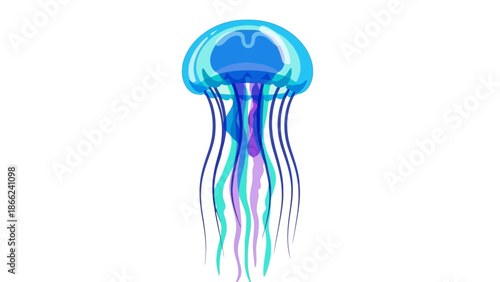 Vibrant Jellyfish Illustration - Underwater Sea Creature with Translucent Body
