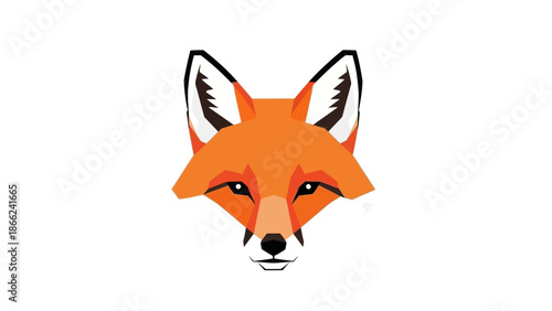 Stylized Fox Face Portrait, Minimalist Wildlife Illustration, Orange Animal Head