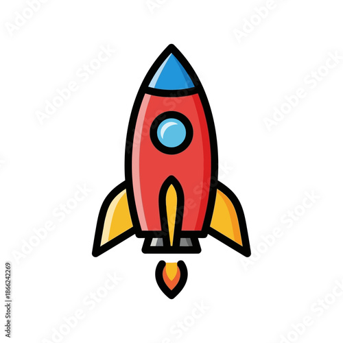 Cartoon Rocket Ship Launching