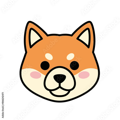 Cute Shiba Inu Dog Face Cartoon Illustration - Adorable Pet Icon