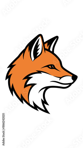 Vector Illustration of a Fierce Fox Head, Wild Animal, Isolated on White