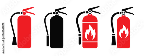 Fire extinguisher vector icon illustrating firefighter safety, emergency equipment, and fire protection concepts, perfect for safety manuals