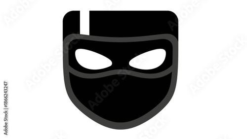 Black Masked Figure Icon, Anonymous Hacker Symbol, Secret Identity Concept