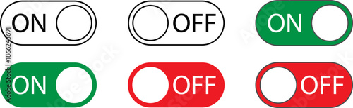 Set of on and off switches in different colors