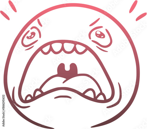 Design of red angry expression draw