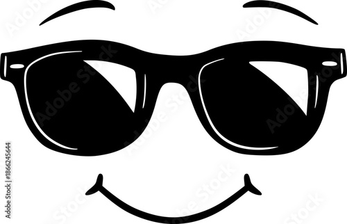Happy face with sunglasses art draw