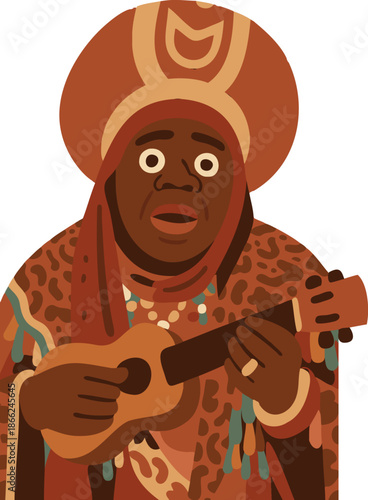 African traditional singer art draw design