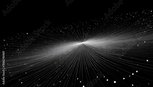 Abstract, black background with radiating white lines, creating a sense of movement and depth