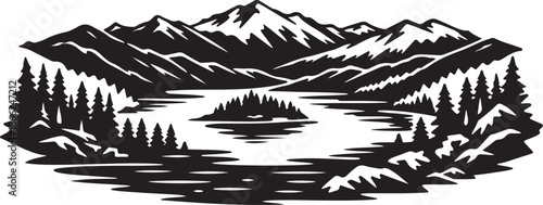 Foto Lake Tahoe Silhouette with Alpine Landscape