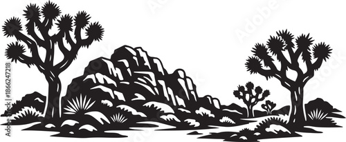 Joshua Tree National Park Silhouette with Desert Trees