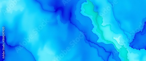 Soft washes of vibrant blue and green create a fluid, abstract watercolor background ,  artistic,  creative