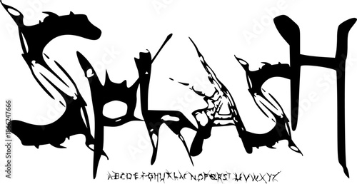 Splash Liquid Horror Font – Chaotic Dripping Alphabet Typeface with Sharp Ink Splatter Style for Horror Posters, Dark Branding & Experimental Typography Design