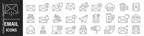 mail line icon set