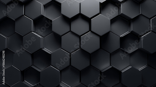 Uniform dark hexagonal grid with subtle shading abstract