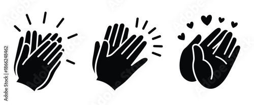 Hands clapping vector icon showing celebratory gestures,