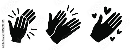 Hands clapping icon vector featuring applause gestures