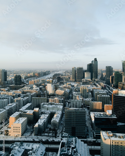 Fotografie Warsaw, Poland - skyline - winter in Warsaw