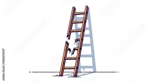 Businessman Climbing Broken Ladder Illustration