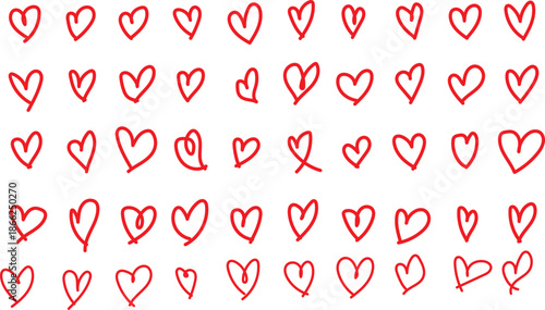 Heart hand drawn heart shape doodle sketch art decorative love cute wedding valentine vector. A charming collection of hand-drawn red heart shapes in diverse styles. A vibrant collection of hand-drawn