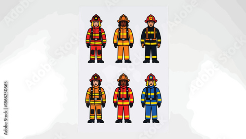 Diverse Firefighter Uniforms Collection Heroic Service Represented