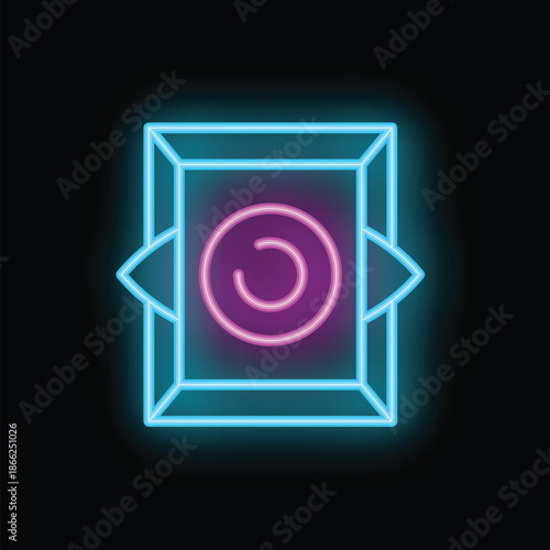 Glowing neon line traditional ukrainian embroidery icon isolated on black background colorful outline concept vector illustration