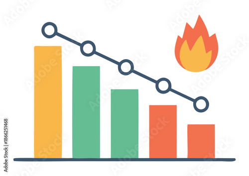 Abstract business concept illustration showing declining growth and strategy theme with modern professional design, representing no real events or economic situations