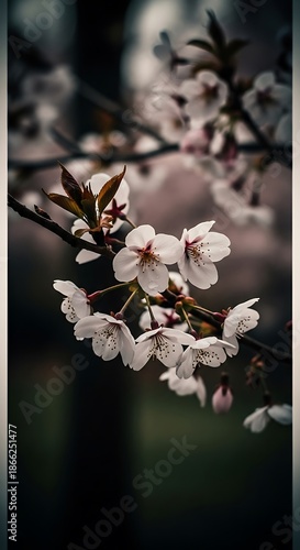 Delicate Cherry Blossoms in Soft Focus - A Springtime Bloom.