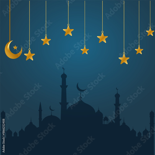 Ramadan Kareem design on green Islamic background