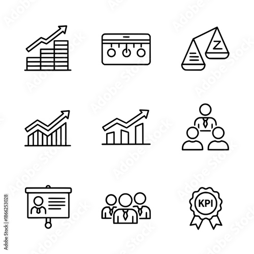 Minimal business growth stages outline icon pack vector for enterprises