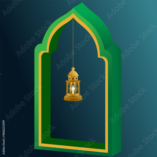 Ramadan Kareem design on green Islamic background