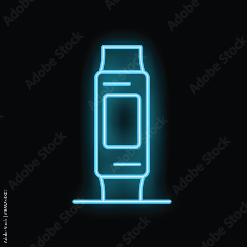 Wallpaper Mural Blue neon icon of a smart watch is glowing on dark background Torontodigital.ca