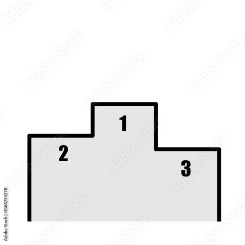 モノトーンの1位2位3位表記付きシンプルな表彰台アイコン