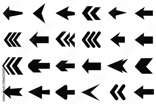 Black arrows icons vector. Arrow icons set. Arrow cursor collection, different arrow signs. Set of different arrows or web design. Vector illustration.