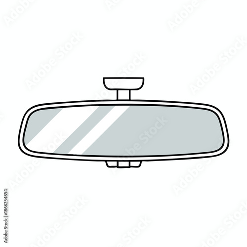 A simplistic vector illustration of a car's rear view mirror against a white backdrop