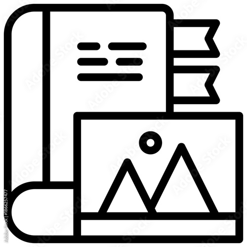 album photo picture book memory note simple line icon