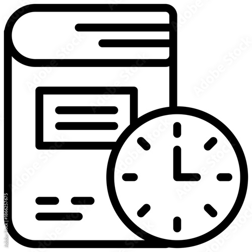 time clock book learning knowledge simple line icon