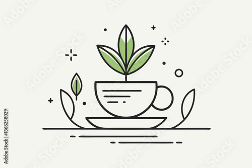 minimal herbal tea menu icon