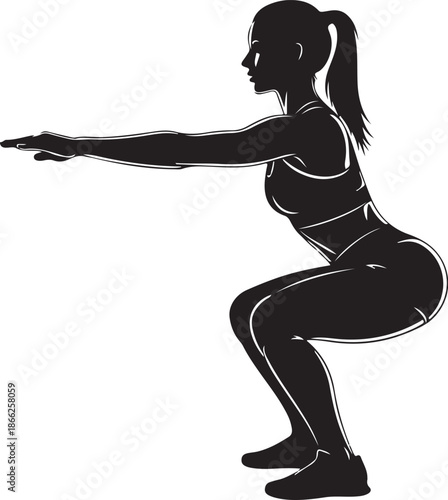 Powerful Woman Squat Exercise Silhouette

Female Fitness Training Squat Pose Illustration

Strong Athletic Woman Workout Silhouette Art
